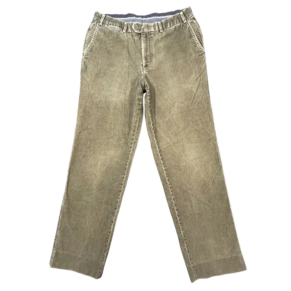 Hiltl Olive Green Chino Nobile Washcord Corduroy Chino Trousers Men 34x38